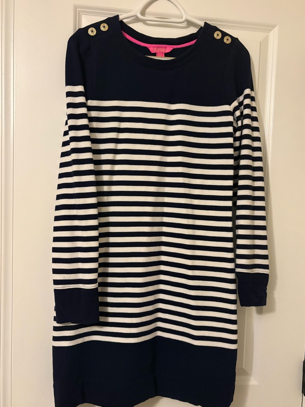Women’s Lilly Pullitzer Navy and White Striped Long-Sleeve Dress